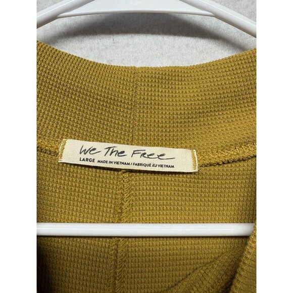 We The Free Thermal Flutter Long Sleeve Top Large Golden Yellow Waffle Knit Lrg - Picture 5 of 6